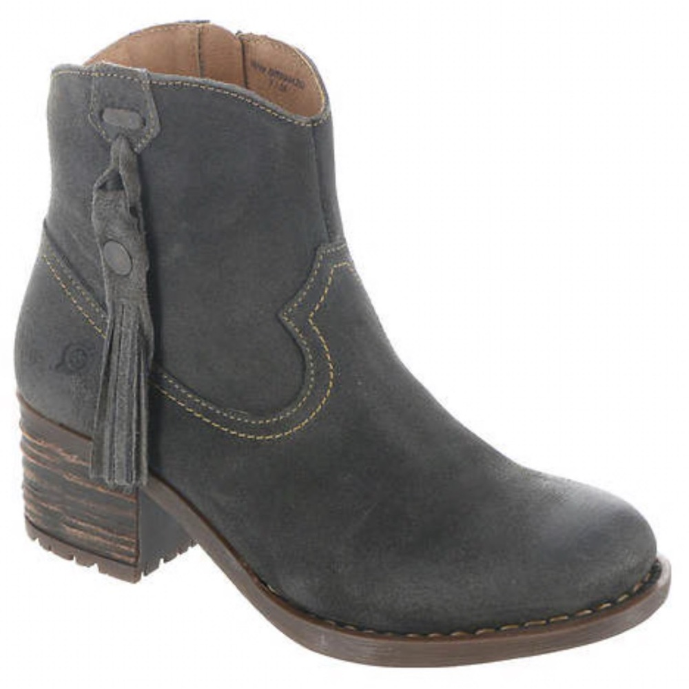 Born Charcoal Ankle Booties with Tassel